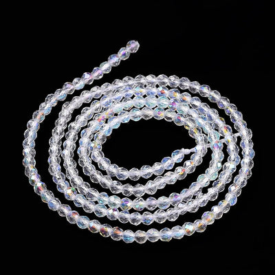 The Bead Store 2mm Round Faceted Glass Beads Crystal AB approx. 180 beads / string
