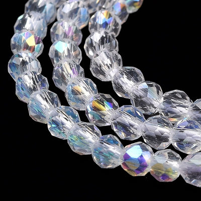 The Bead Store 2mm Round Faceted Glass Beads Crystal AB approx. 180 beads / string