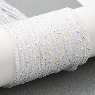 The Bead Store 2mm Round Faceted Glass Beads Crystal AB approx. 180 beads / string