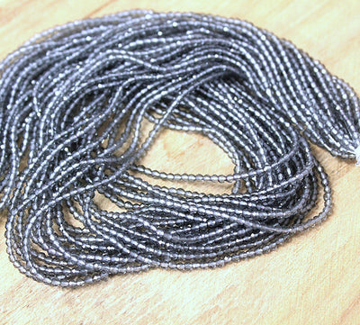 The Bead Store 2mm Round Faceted Glass Beads Gray approx. 180 beads / string