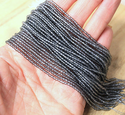 The Bead Store 2mm Round Faceted Glass Beads Gray approx. 180 beads / string