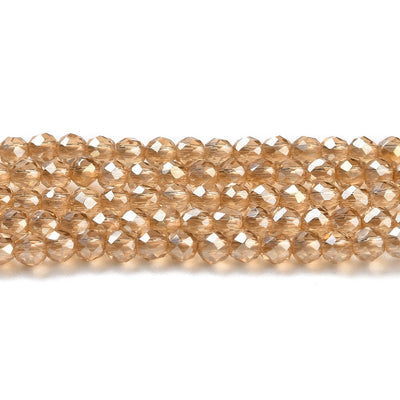 The Bead Store 2mm Round Faceted Glass Beads Lustred Light Gold approx. 180 beads / string