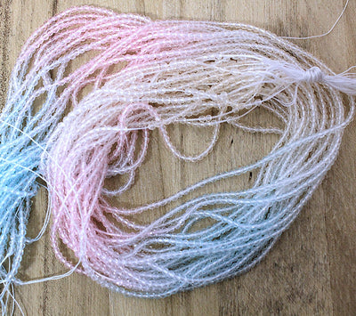 The Bead Store 2mm Round Faceted Glass Beads Pale Pink and Blue Colours Mix approx. 180 beads / string