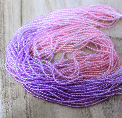 The Bead Store 2mm Round Faceted Glass Beads Pink and Purple Colours Mix approx. 180 beads / string
