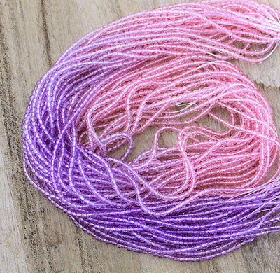 The Bead Store 2mm Round Faceted Glass Beads Pink and Purple Colours Mix approx. 180 beads / string