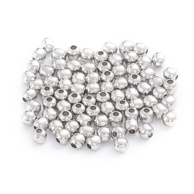 The Bead Store 2mm Round Stainless Steel Spacer Beads ~ Pack of 50
