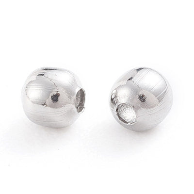 The Bead Store 2mm Round Stainless Steel Spacer Beads ~ Pack of 50