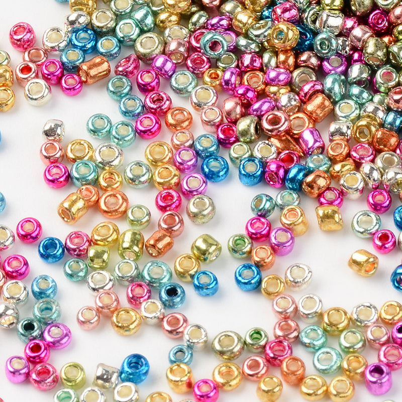 The Bead Store 2mm Seed Beads ~ 20g ~ Mixed Metallic Colours