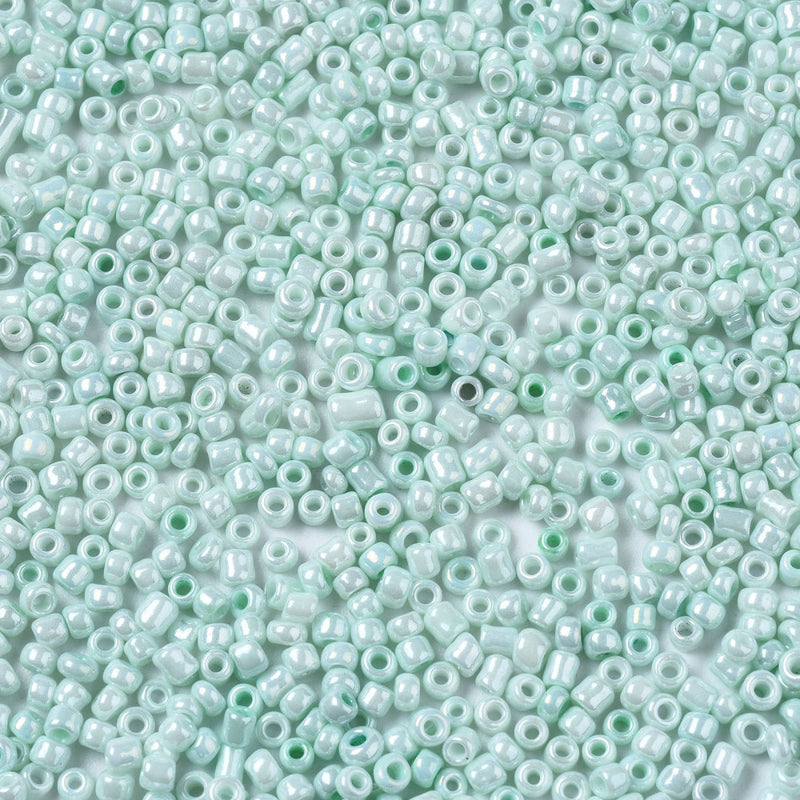 The Bead Store 2mm Seed Beads ~ 20g ~ Opaque Lustred Mint Alabaster