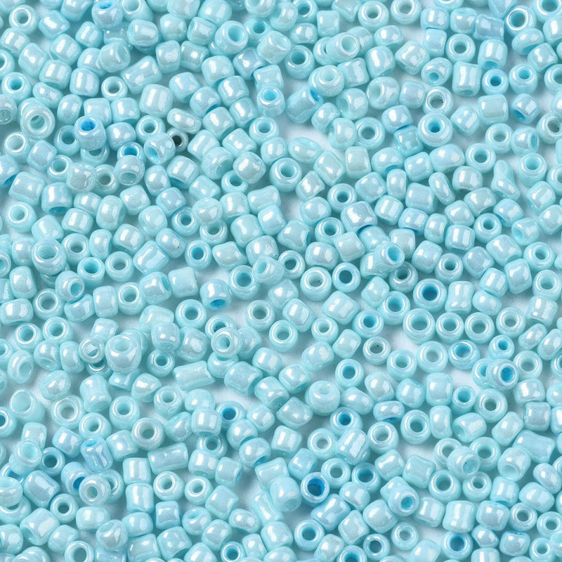 The Bead Store 2mm Seed Beads ~ 20g ~ Opaque Lustred Sky Blue