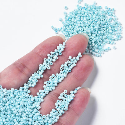 The Bead Store 2mm Seed Beads ~ 20g ~ Opaque Lustred Sky Blue