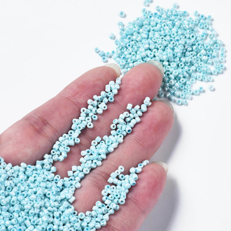 The Bead Store 2mm Seed Beads ~ 20g ~ Opaque Lustred Sky Blue