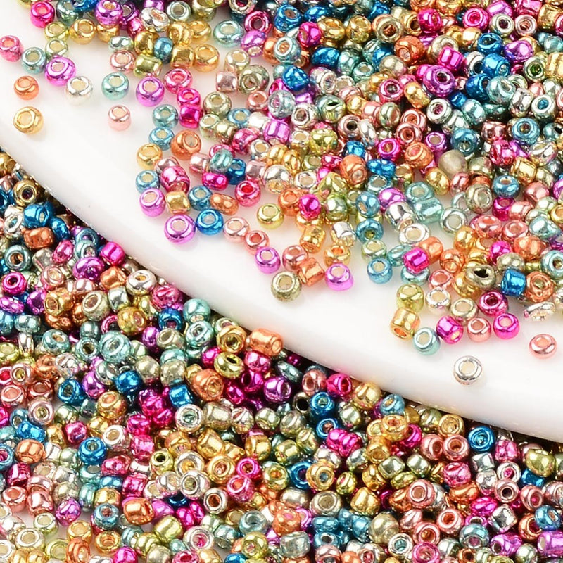 The Bead Store 2mm Seed Beads ~ 20g ~ Mixed Metallic Colours