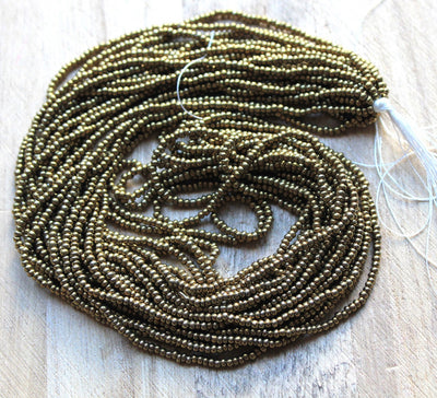The Bead Store 2mm Seed Beads (Not Uniform) Metallic Old Gold 12 String/Hank