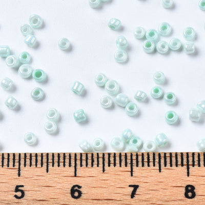 The Bead Store 2mm Seed Beads ~ 20g ~ Opaque Lustred Mint Alabaster