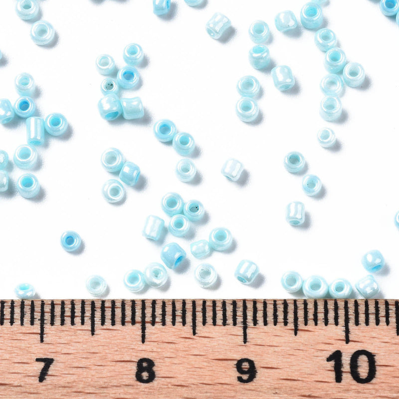 The Bead Store 2mm Seed Beads ~ 20g ~ Opaque Lustred Sky Blue