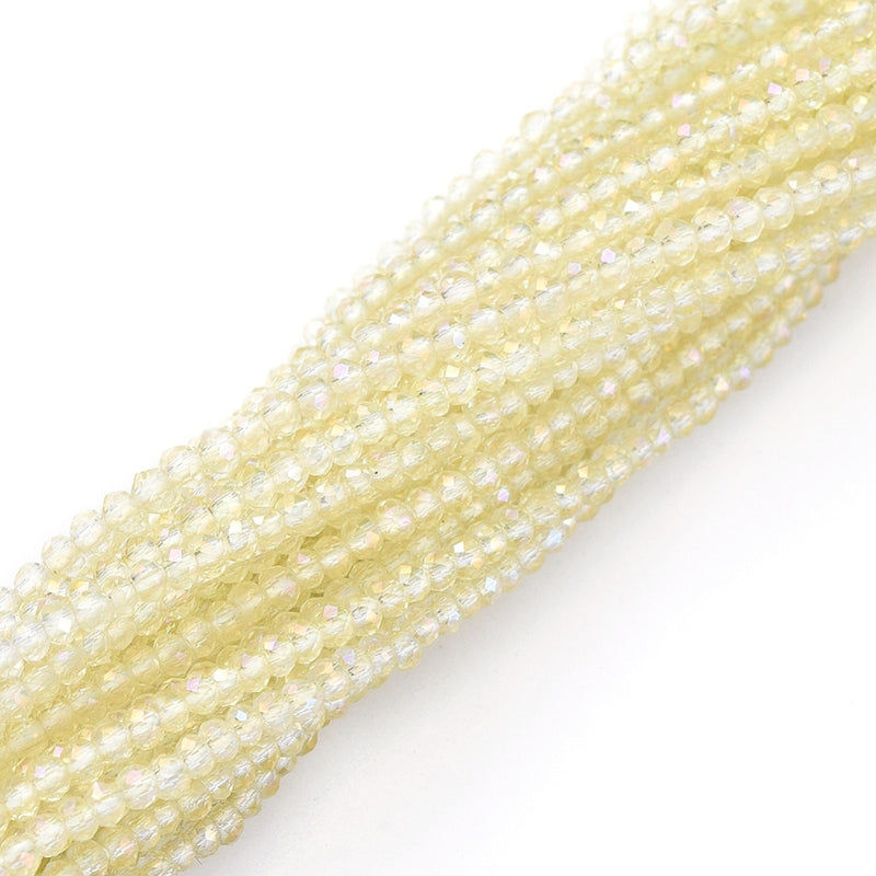 The Bead Store 2x1.5mm Faceted Glass Rondelle Beads ~ Electroplated Champagne Yellow ~ approx. 247 beads