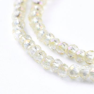 The Bead Store 2x1.5mm Faceted Glass Rondelle Beads ~ Electroplated Champagne Yellow ~ approx. 247 beads