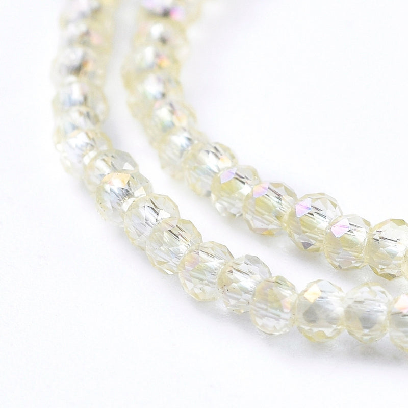 The Bead Store 2x1.5mm Faceted Glass Rondelle Beads ~ Electroplated Champagne Yellow ~ approx. 247 beads