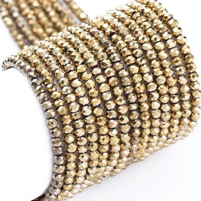 The Bead Store 2x1.5mm Faceted Glass Rondelle Beads ~ Gold ~ approx. 247 beads