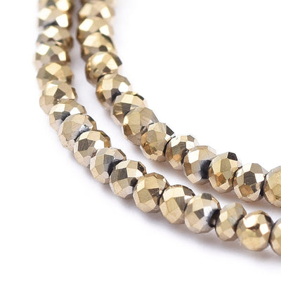 The Bead Store 2x1.5mm Faceted Glass Rondelle Beads ~ Gold ~ approx. 247 beads
