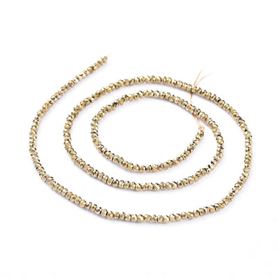 The Bead Store 2x1.5mm Faceted Glass Rondelle Beads ~ Gold ~ approx. 247 beads