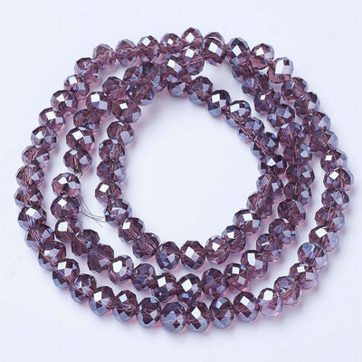 The Bead Store 3.5x3mm Faceted Glass Rondelle Beads Lustred Plum 110 beads strand