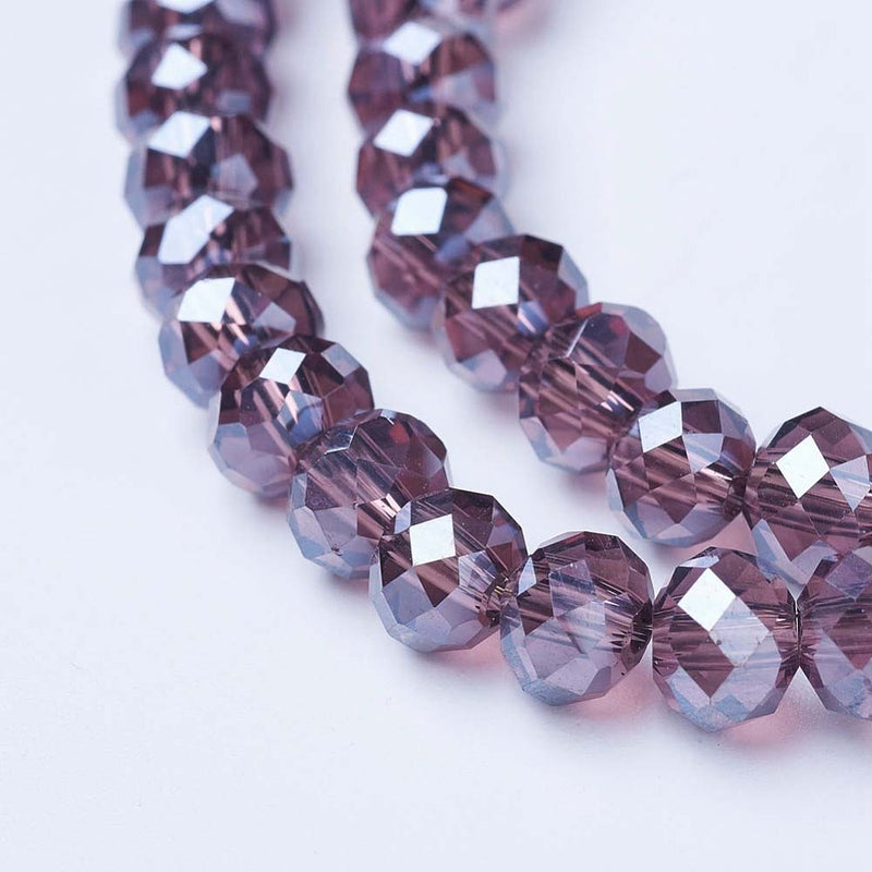 The Bead Store 3.5x3mm Faceted Glass Rondelle Beads Lustred Plum 110 beads strand