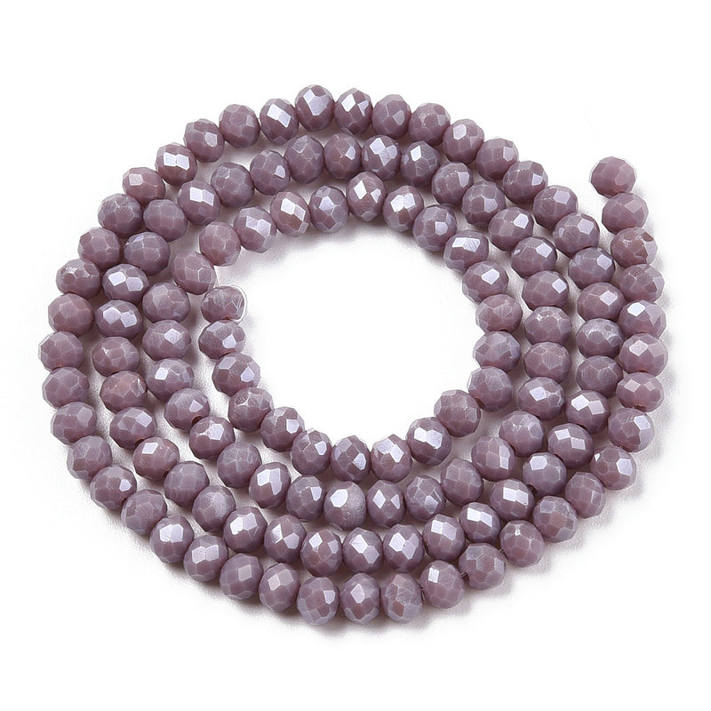 The Bead Store 3.5x3mm Faceted Glass Rondelle Beads Lustred Thistle 110 beads strand