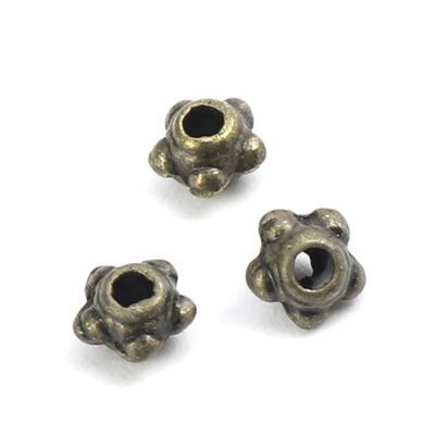 The Bead Store 30 Antique Bronze 4mm Round Beaded Spacer Beads 