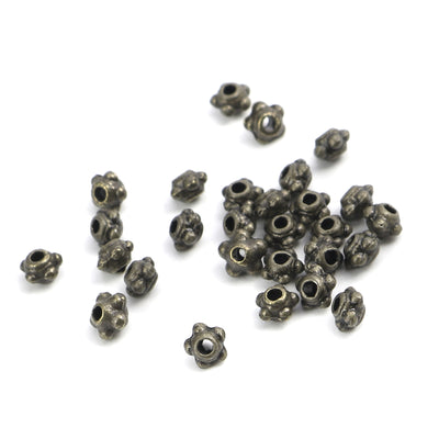 The Bead Store 30 Antique Bronze 4mm Round Beaded Spacer Beads 