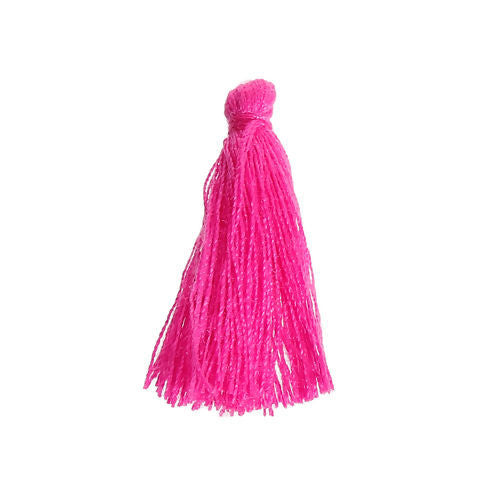 The Bead Store 30mm Handmade Polyester Tassel ~ Fuchsia ~ Pack of 5
