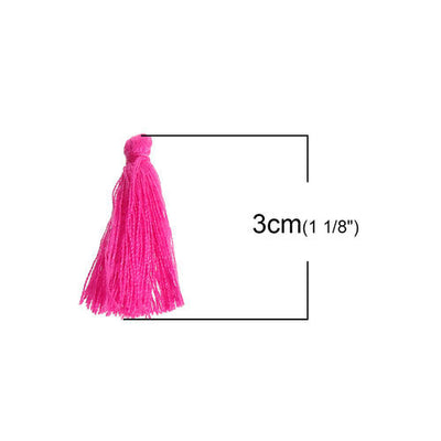 The Bead Store 30mm Handmade Polyester Tassel ~ Fuchsia ~ Pack of 5