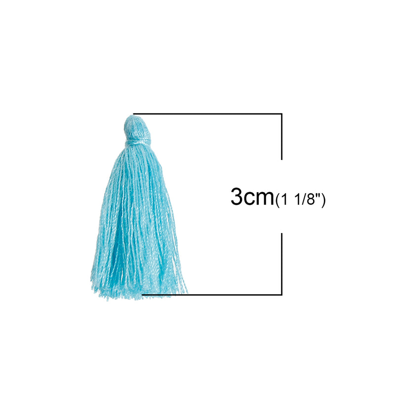 The Bead Store 30mm Handmade Polyester Tassel ~ Light Blue ~ Pack of 5