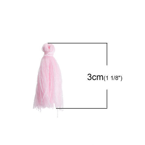The Bead Store 30mm Handmade Polyester Tassel ~ Pink ~ Pack of 5