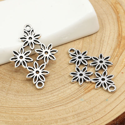 The Bead Store 31x20mm Antique Silver Flowers Connector