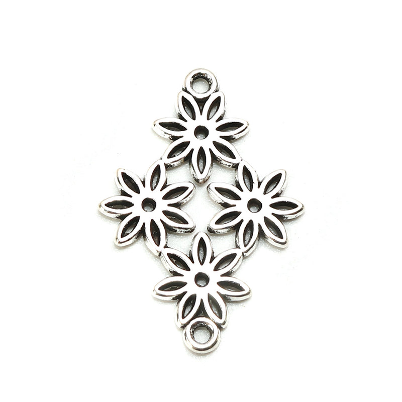 The Bead Store 31x20mm Antique Silver Flowers Connector