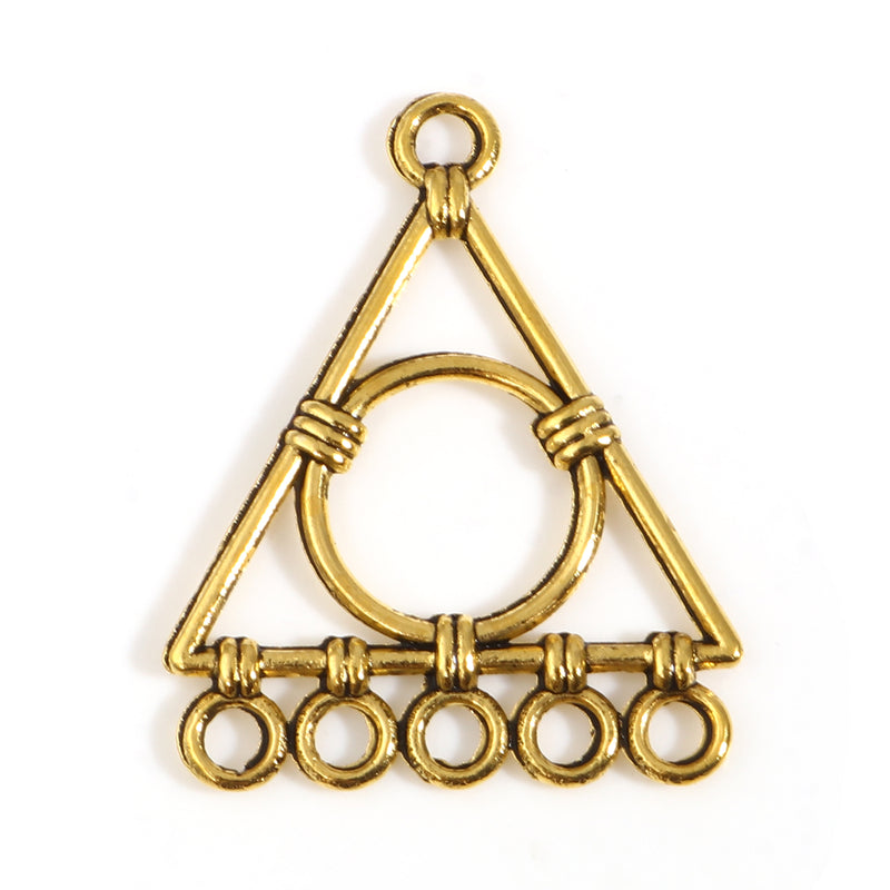 The Bead Store 31x24mm Antique Gold Multi-Loop Connectors / Chandeliers 