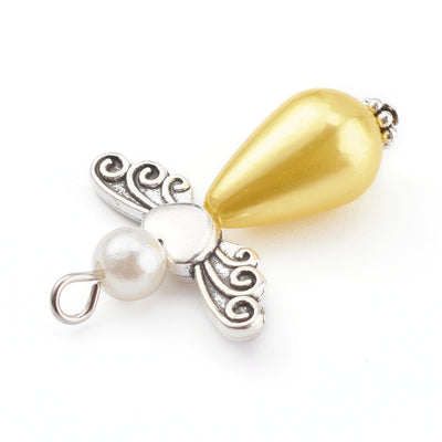 The Bead Store 33x24mm Acrylic Pearl Angel Pendants Mixed Colours Pack of 4