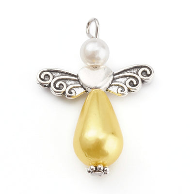 The Bead Store 33x24mm Acrylic Pearl Angel Pendants Mixed Colours Pack of 4