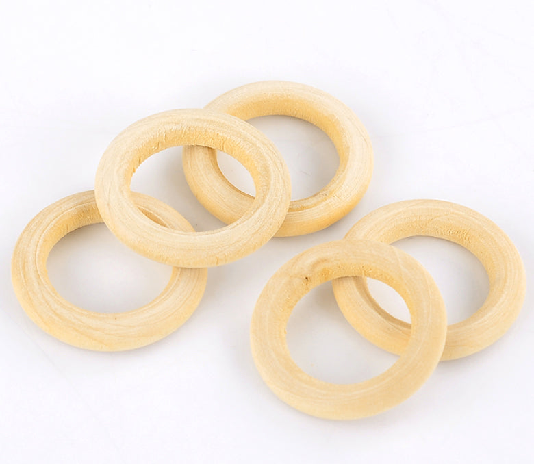 The Bead Store 34mm Natural Wood Rings Connectors Pack of 5