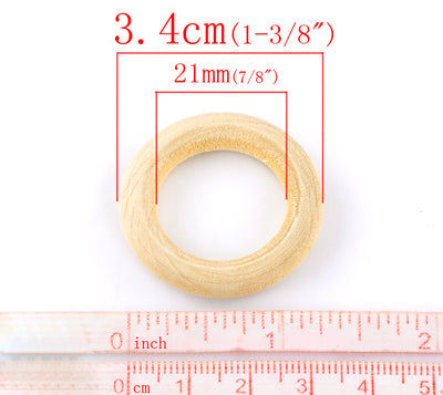 The Bead Store 34mm Natural Wood Rings Connectors Pack of 5