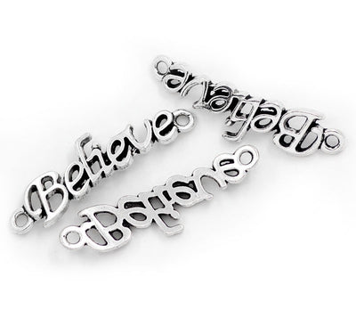 The Bead Store 36x10mm Antique Silver Plated Believe Connector 