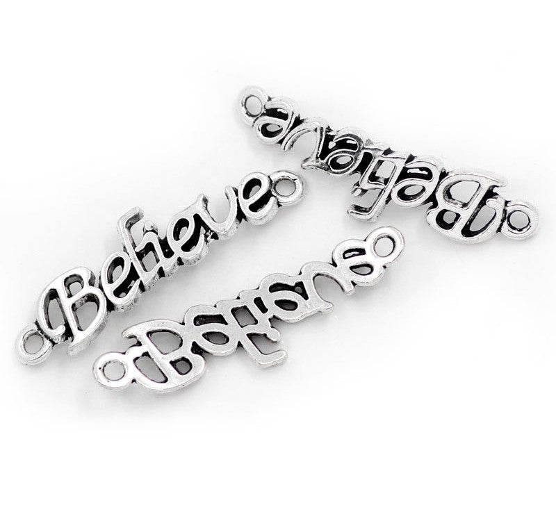 The Bead Store 36x10mm Antique Silver Plated Believe Connector 