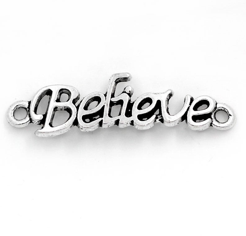 The Bead Store 36x10mm Antique Silver Plated Believe Connector 