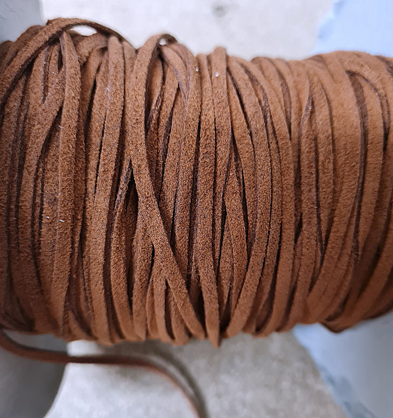 The Bead Store 3mm Brown Colour Microfibre Suede Cord ~ Pre-Cut 2m