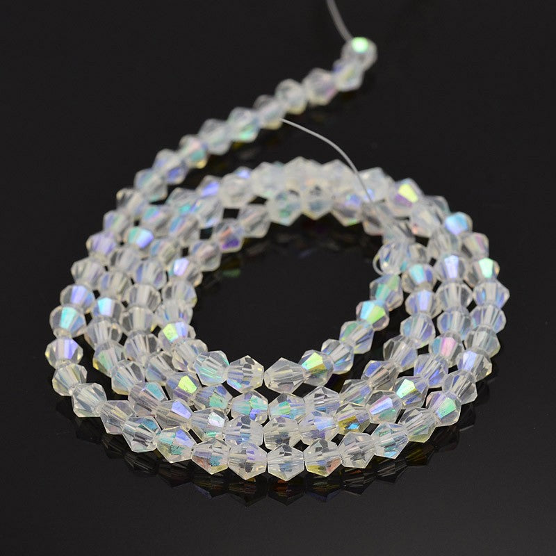 The Bead Store 3mm Electroplated Glass Bicones Crystal AB approx. 115 beads