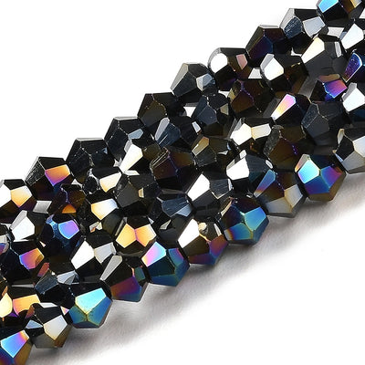 The Bead Store 3mm Glass Bicones Black AB approx. 115 beads