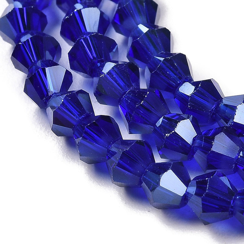 The Bead Store 3mm Glass Bicones Dark Blue AB approx. 115 beads