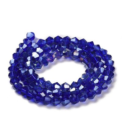The Bead Store 3mm Glass Bicones Dark Blue AB approx. 115 beads